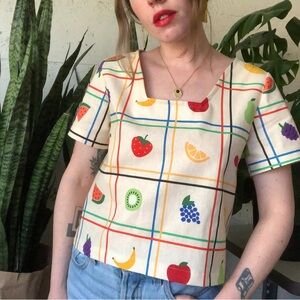 Ersa Fibers Fruit Salad Linen Crop Top BNWT